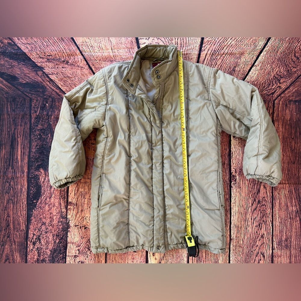 Women's Vtg J GALLERY Pale‎ Brown Quilted Long Stadium Coat Size S - Picture 4 of 9